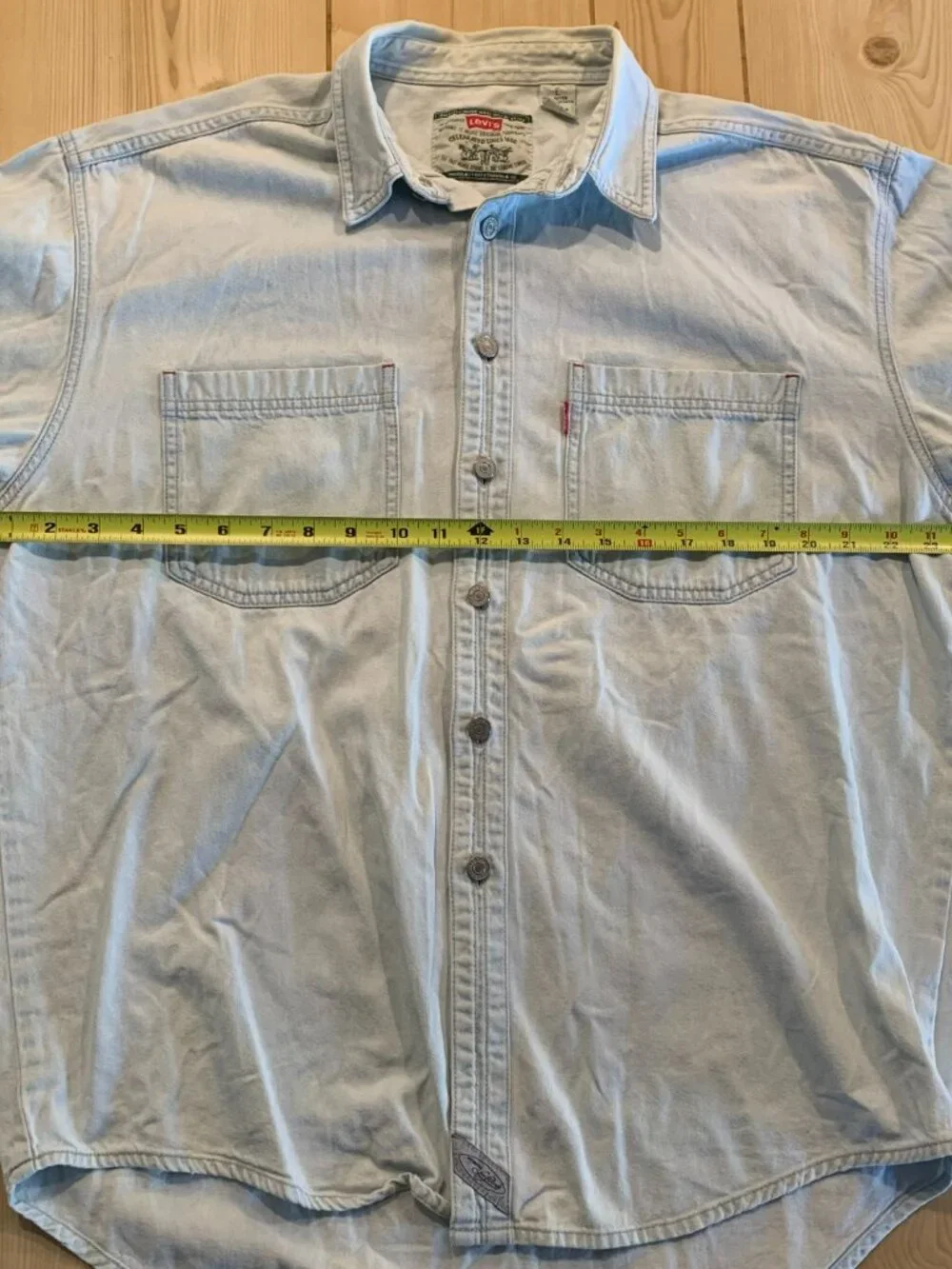 Vintage 90s Levi's Levi Strauss Retro Grunge Punk Indie Bleached Denim Shirt L